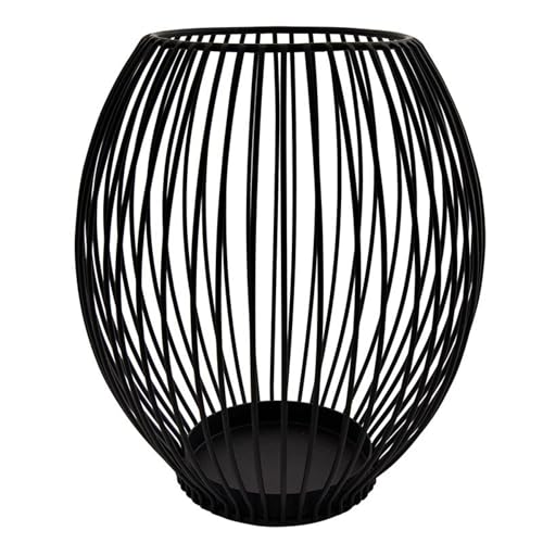 47th & Main Modern Pillar Candle Holder Lantern Votive Luminous Metal Wire Candleholder, 8" Dia x 9.5" H, Black - size: 8" Dia x 9.5" H