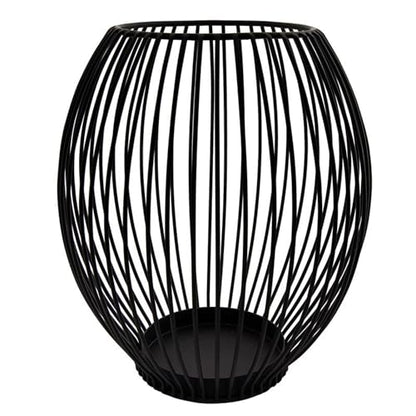 47th & Main Modern Pillar Candle Holder Lantern Votive Luminous Metal Wire Candleholder, 8" Dia x 9.5" H, Black - size: 8" Dia x 9.5" H