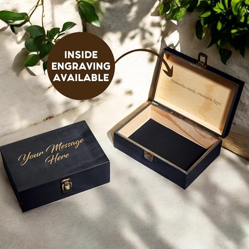 Personalized Wooden Keepsake Box - Custom Memory Box for Photos Jewelry Letters Rustic Memento Storage Box for Wedding, Anniversary, Birthday, Graduation & Retirement Gifts - style: 1. Your Text Here