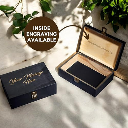Personalized Wooden Keepsake Box - Custom Memory Box for Photos Jewelry Letters Rustic Memento Storage Box for Wedding, Anniversary, Birthday, Graduation & Retirement Gifts - style: 1. Your Text Here