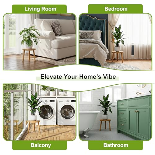 Wood Plant Stands 3-Pack Indoor, Plant Stool, Light Brown | Premium carbonized pine with moisture-resistant, burr-free finish, Snap together in 60 seconds, no tools needed - color: Light Brown, size: 3-Pack