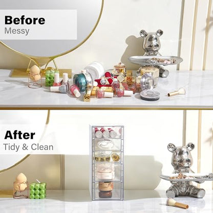 Prsildan Hair Accessories Organizer Acrylic Drawer with 5 Small Drawers | Clear, For Bathroom Vanity Office Desk, Jewelry Makeup Storage - size: 5 Drawers