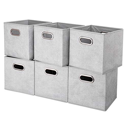 HSDTCollapsible Cloth Cubes Storage Bins Baskets Boxes Grey-White Lattice Pattern 10.5 x 10.5 x 11 Inches - Pack of 6,QY-SC14-6,Brush gradient(Set of 3) - color: Gray-white dots(Set of 6)