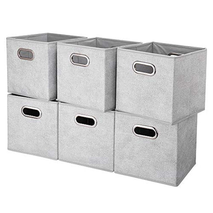 HSDTCollapsible Cloth Cubes Storage Bins Baskets Boxes Grey-White Lattice Pattern 10.5 x 10.5 x 11 Inches - Pack of 6,QY-SC14-6,Brush gradient(Set of 3) - color: Gray-white dots(Set of 6)