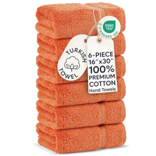 Chakir Turkish Linens | Hotel & Spa Quality 100% Cotton Premium Turkish Towels | Soft & Absorbent (6-Piece Hand Towels, Coral) - color: Coral