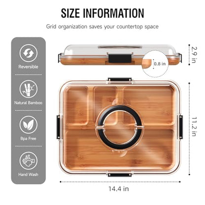 Portable Charcuterie Boards with Lid, Cheese, Veggie & Snack Tray | Clear Lid Keeps Food Fresh, Travel Portable Board for Kitchen, Picnic and Party, House Warming Gifts New Home - color: 4 Compartments Black