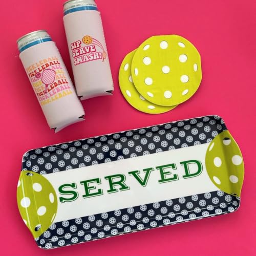 Navy Pickleball Melamine Serving Tray with Handles Reusable Party Platter | By Sprinkles & Confetti BPA-Free Durable Birthdays Outdoor Events Charcuterie Appetizers Cupcakes Snacks Entertaining - color: Navy & Lime