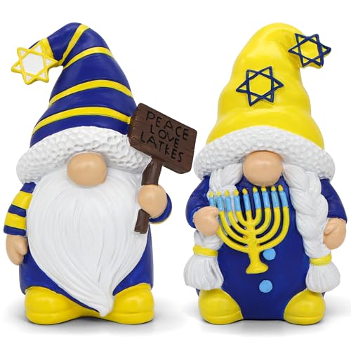 Uniboho Hanukkah Decorations Hanukkah Gnomes Decorations for Home Resin Hanukkah Gnomes Decor for Office Indoor Outdoor,Jewish Gifts Idea Menorah Hanukkah Tiered Tray Decor