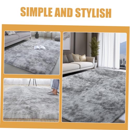VALICLUD Fluffy Bedside Rug Soft Plush Area Carpet with Slip Backing Versatile for Living Room Bedroom and Hallway Decor Elegant Grey Design