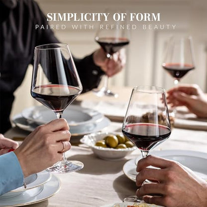 Krosno Classic Red Wine Glasses Set of 6 pieces, 16.6 oz, Avant-Garde Collection, Crystal Glass Thin Rim Long Stem Unique Elegant Premium, Dishwasher Safe, Made in Europe - size: 16.6 Ounces