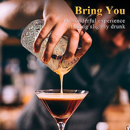 Inbagi 4 Pcs Cocktail Mixing Glass 23.67 oz Cocktail Shakers Stirring Glass Thick Bottom Crystal Glasses Stable Mixing Cups for Drinks Bartender Home Bar Accessories Tools