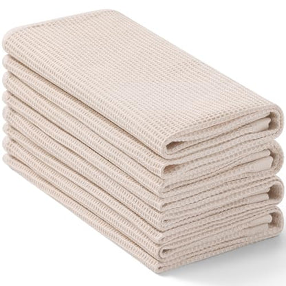Homaxy 100% Cotton Waffle Weave Kitchen Towels, 4 Pack, Beige | Soft and Absorbent Dish Towels, 16 x 26 Inches Quick Dry Hand Towels - color: Begie, size: 16 x 26 - 4 Pack