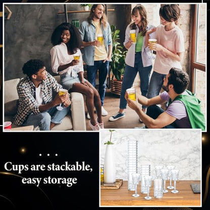 Uiifan 12 Pcs Drinking Glassware Set 6 Highball Glasses 12 oz 6 Glass Goblets 10 oz Crystal Glassware Set Clear Fancy Cups Vintage Textured Designer Cup for Cocktail Tea Water Beer Soda Dishwasher