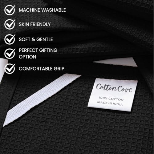 Waffle Kitchen Towels Large 16x26 inch 100% Cotton Set of 4 - Soft Absorbent Washable Tea Towel for Kitchen - Dish Cloths Quick Drying - 320 GSM Quality Dish Towels Black - color: Black