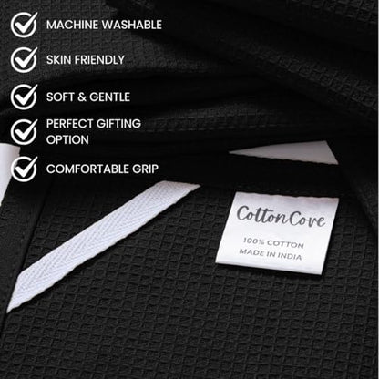 Waffle Kitchen Towels Large 16x26 inch 100% Cotton Set of 4 - Soft Absorbent Washable Tea Towel for Kitchen - Dish Cloths Quick Drying - 320 GSM Quality Dish Towels Black - color: Black