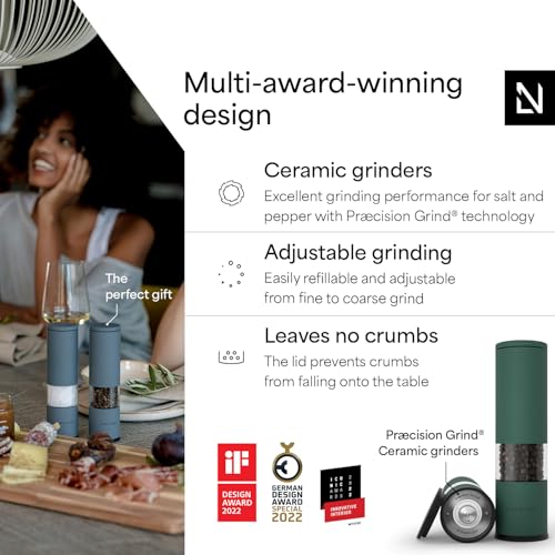 LARS NYSØM Salt and Pepper Grinder Set Manual, Stainless Steel Salt and Pepper Mills with Adjustable Ceramic Grinder I Design Spice Shakers (Pine Green) - color: Pine Green, size: Set of two manual grinders