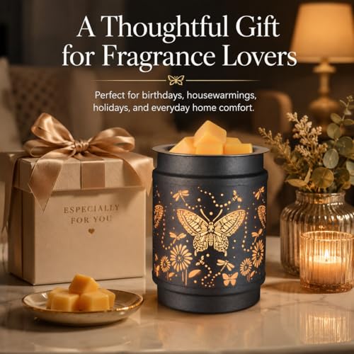 Butterfly Wax Melt Warmer Metal Wax Warmer for Scented Wax | Electric Fragrance Candle Oil Burner 2 in 1 Wax Melts as Gifts for Moms Grandma Women Girls - style: Butterfly