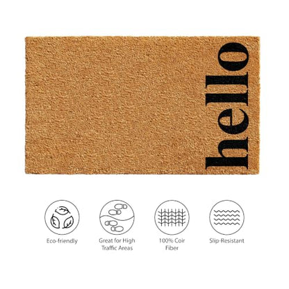 Calloway Mills 102612436NBB Vertical Hello Doormat, 24" x 36", Natural/Black - color: Natural/Black, size: 2' x 3' (Rectangular)