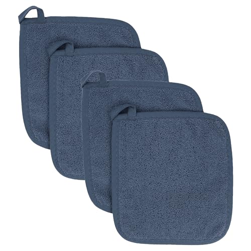 RITZ Terry Potholder & Hot Pad: Unparalleled Heat Resistant, Durable 100% Cotton – Ergonomically Designed for Optimal Grip – Easy-Care Machine Washable – 4-Pack, Midnight - color: Midnight, size: 4-Pack