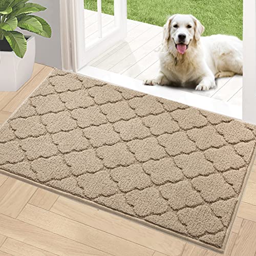 Timo Indoor Door Mat, Front Door Rug 32"x 48" Rubber Backing Non Slip Absorbent Doormat, Resist Dirt Indoor Mats for Front Door Entry, Machine Washable Low-Profile Entry Rug, Beige - color: Snowflake Beige, size: 32" x 48"