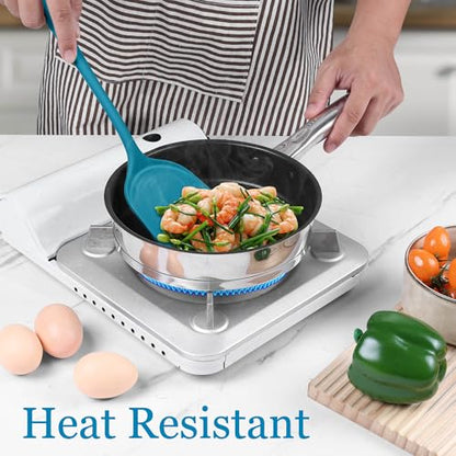 LIANYU Non-Toxic Kitchen Cooking Utensils Set, 8Pcs Blue Silicone Tools | Heat Resistant Cooking Gadgets for Nonstick Cookware, Includes Silicone Spatula, Ladle, Spoon Turner, Dishwasher Safe - color: Blue