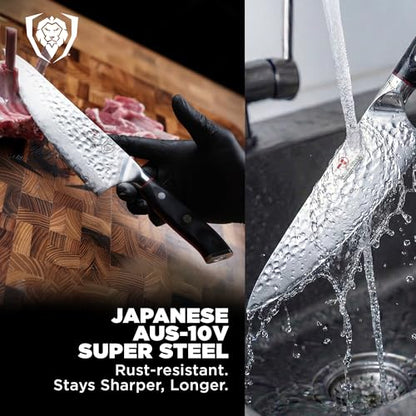 Dalstrong 8" Japanese Chef Knife Gyuto - 66-Layer Damascus AUS-10V | Hand-sharpened 8-12° Edge - Full-tang G-10 Handle - For Meal Prep - Sushi - Home Butchering - Customer Support Included - color: .Elite Black