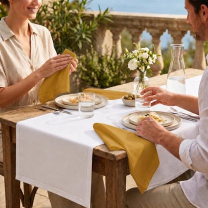 ACCENTHOME Mustard Cotton Linen Napkin Set of 6 18x18 inch Dinner Napkins - Washable Soft Premium Hotel Quality Reusable Napkins Perfect Table Napkins for Family Dinners, Weddings & Everyday Use | Cotton Linen Blend Napkins, Machine Wash On Gentle Cycle,