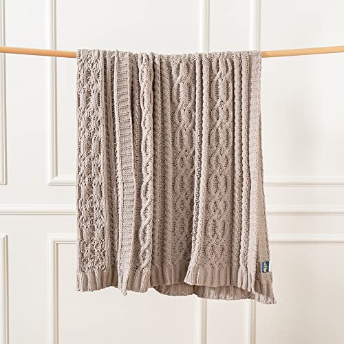 Battilo Light Grey Throw Blanket for Couch, Woven Chenille Knit Throw Blanket Versatile for Chair, 51 x 67 Inch Super Soft Warm Decorative Blanket for Bed, Sofa and Living Room | Cable Knit Throw Blanket, Soft Cozy Woven Chenille Throw Blanket for Bed, So