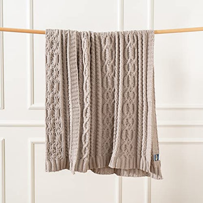 Battilo Light Grey Throw Blanket for Couch, Woven Chenille Knit Throw Blanket Versatile for Chair, 51 x 67 Inch Super Soft Warm Decorative Blanket for Bed, Sofa and Living Room | Cable Knit Throw Blanket, Soft Cozy Woven Chenille Throw Blanket for Bed, So