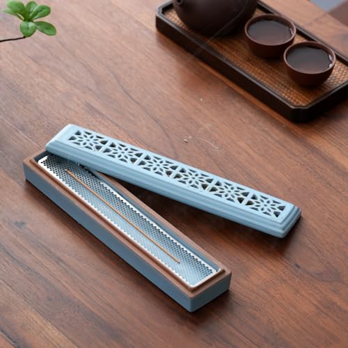 CEREMONY Incense Holder for Sticks, Ceramic Insence-Stick Holder Ash Catcher, Incense Holder Timkburner for Meditation Yoga Spa Room Incense Holder (Mesh-Blue) - color: Mesh-blue