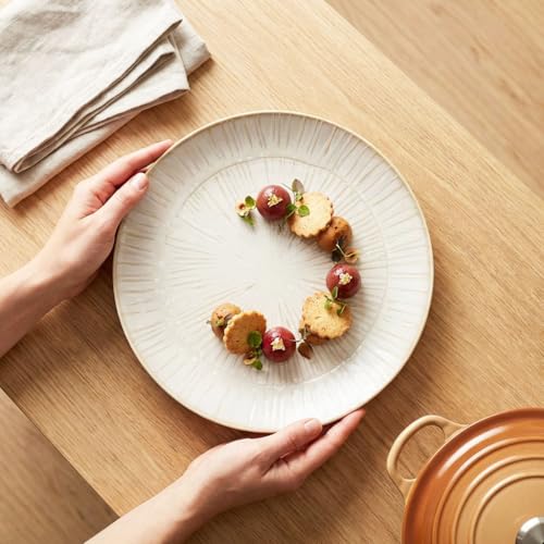 7.8-inch Ceramic Dinner Plate Set of 4, Ceramic Salad Plate Set, Retro Cream-Style Dinner Plate,Suitable for salads, appetizers, snacks, and sushi，Oven and dishwasher safety - color: White 1