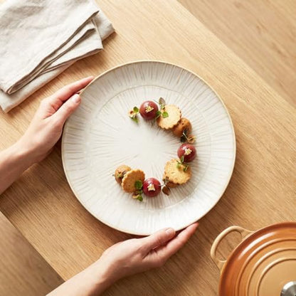 7.8-inch Ceramic Dinner Plate Set of 4, Ceramic Salad Plate Set, Retro Cream-Style Dinner Plate,Suitable for salads, appetizers, snacks, and sushi，Oven and dishwasher safety - color: White 1