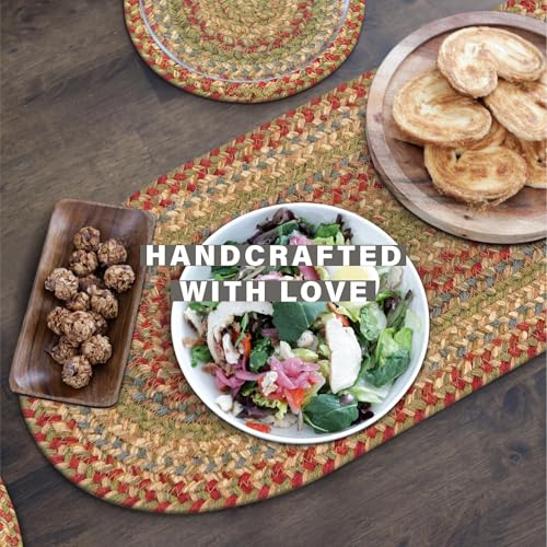 Homespice Azalea Jute Braided Table Runner, Oval 8x28 Set of 2 | Multicolor Table Runner for Dining Table, Reversible, Rich Colors, Durable and Easy to Clean - color: Cider Barn