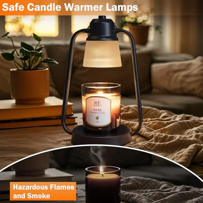 Candle Warmer Lamp with Timer and Dimmer for Scented Jar Candles | Metal candle warmer with 4 brightness levels, 2/4/8-hour timer and one 50W bulb for bedrooms, offices and living rooms - color: Candle Warmer Lamp