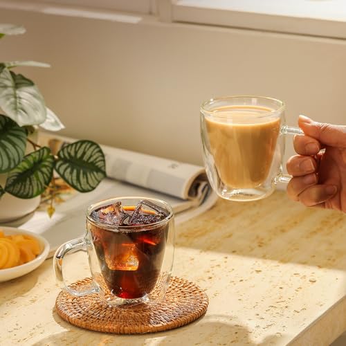 Sweese 5oz Double Wall Glass Espresso Cups Set of 2, Espresso Shot Cups Perfect for Cappuccino, Latte, Tea - style: Set of 2 Espresso cups