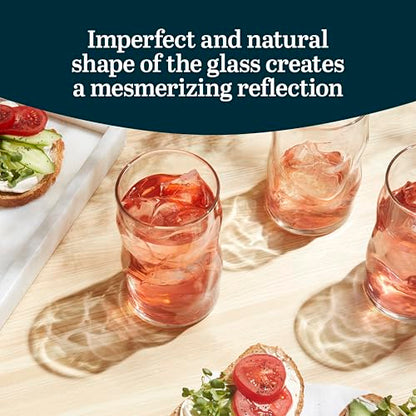 Libbey Lava Tumbler Drinking Glasses, All Purpose, Molten Groove Glasses Set of 8, Tactile, Tall Drinking Glasses for Water, Cocktails - color: Lava