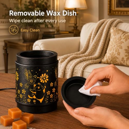 mocosa Metal Wax Melt Warmer Electric Candle Fragrance Burner | Oil Burner 2 in 1，Gifts for Women，Mother's Day，for Home Office Bedroom，Hummingbird Decorations - style: Hummingbird + Cat