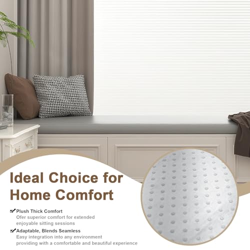 Custom Bench Cushions, Cat Claw Leather Fabric Bench Cushions for Indoor/Outdoor Furniture, Mudroom, Reading Nook, Kitchen Dining Room, Breakfast Nook, 75D High-Resilience Foam, Waterproof, Non Slip - color: [Herringbone Weave] Light Beige