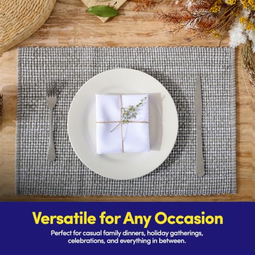 Sweet Home Collection 100% Cotton Placemats for Dining Room Rectangle Two Tone Woven Fabric 13" x 19" Soft Durable Table Mat Set, Set of 6, Gray - color: Gray, size: Rectangle 13" x 19"