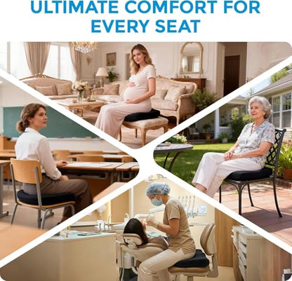 Tsumbay Memory Foam Seat Cushion - XL Size (16.9”x15”), Firm Support Coccyx Cushion for Office Chair, Tailbone Pain Relief with Removable Washable Cover & Handle for Car, Wheelchair - size: 16.9”X15.0”X2.2”