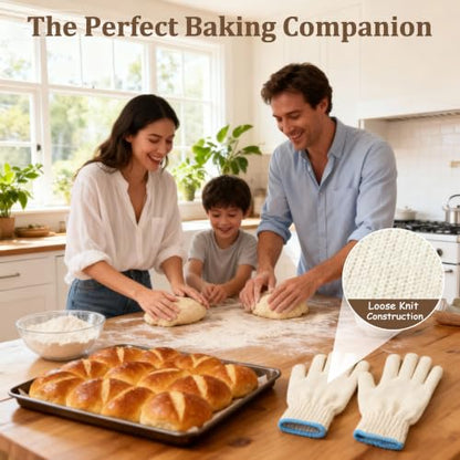 1 Pair Heat Resistant Gloves, 932°F Oven Gloves, Cut-Resistant Grill Gloves | Cooking Gloves for BBQ,Grilling,Baking,Cutting, Welding,Smokers and Fireplaces,White