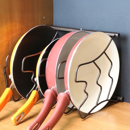 Deco Brothers Pan Organizer Rack for Kitchen Cabinet and Counter, Bronze - color: Bronze