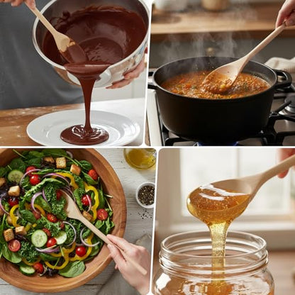 LorisArm 3PC Wooden Spoon for Cooking, Long handle 12" 10" 8" Wood Serving Spoons Set for Mixing Stirring Tasting, Maple Wood Nonstick Kitchen Utensils.