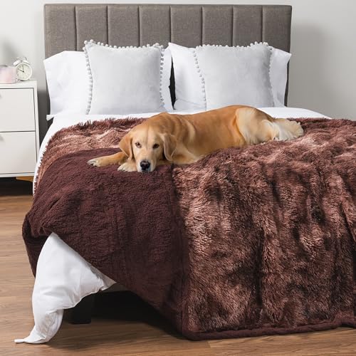 PetAmi Waterproof Dog Blanket for Couch, Bed & Furniture,Reversible Sherpa & Faux Fur Pet Blanket, Leakproof Pet Throw for Large Dog Cat, Washable Soft Calming Sofa Protector (60x80, Tie-Dye Brown) - color: Tie-dye Brown, size: X-large (60x80)