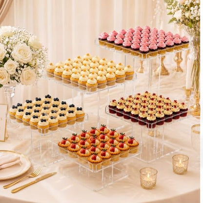 Ripeng 5 Tiered Large Dessert Table Display Set 10, 10.5, 11, 11.5, 12 Inch Buffet Riser Clear Acrylic Dessert Cupcake Stand Riser Bulk 5 Size Party Stand Food Treat Cookie Platter Pastry Serving Tray - size: 10,10.5, 11, 11.5, 12 Inch