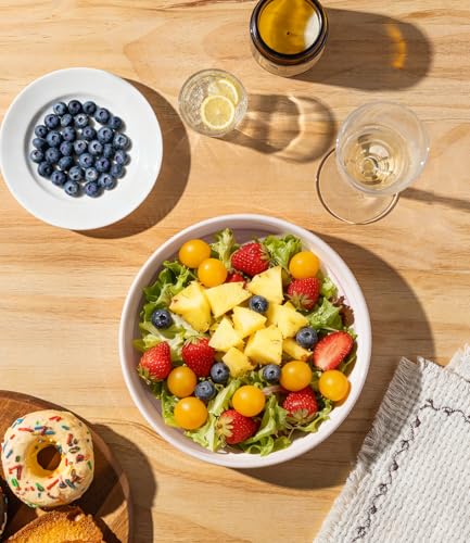 7.5" Ceramic Pasta Bowls Set of 4, Salad Bowls | Versatile Serving Bowls for Pasta, Salad, Fruit & Noodles, Housewarming & Wedding Gift, Primrose Pink - color: Primrose Pink, size: 7.5 Inch