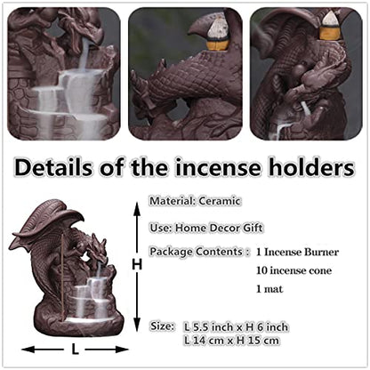 Fly Dragon Backflow Incense Burner Handmade Waterfall Incense Holders Home Decor Gift Statue Ornaments