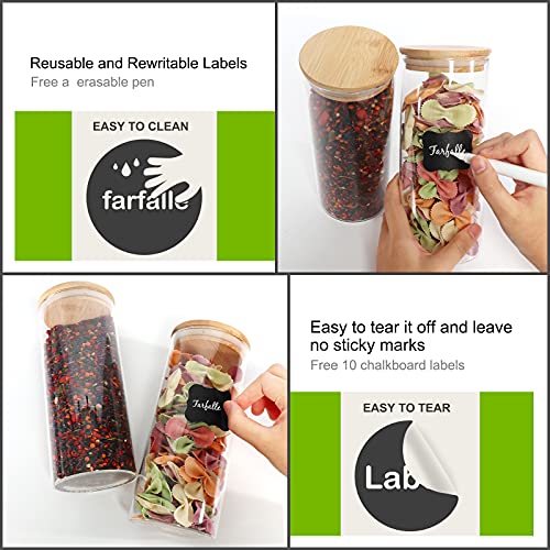 DHSBTLS 8 Pack 30 oz Glass Jars with Airtight Bamboo Lids for Kitchen | 890ml Pantry Organization Jar, Glass Terrarium with Lid, Spice, Flour and Sugar Container, Canister Set for Kitchen Counter