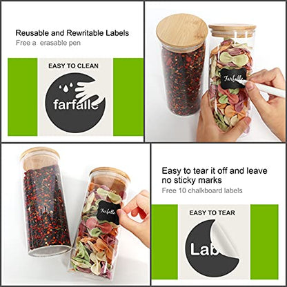DHSBTLS 8 Pack 30 oz Glass Jars with Airtight Bamboo Lids for Kitchen | 890ml Pantry Organization Jar, Glass Terrarium with Lid, Spice, Flour and Sugar Container, Canister Set for Kitchen Counter