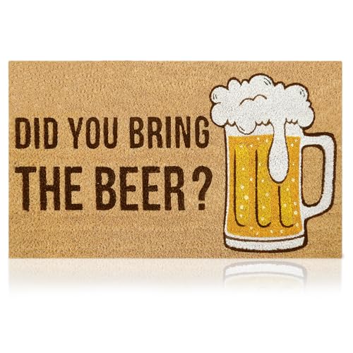 Coir Welcome Mat, Non-Slip, Beer, 17 x 29 in | 100% Natural Coir, Anti-Shedding, Durable PVC Backing, Traps Dirt and Mud, Indoor and Outdoor Entryway, Easy to Clean - color: Beer, size: 2'5" x 1'5" (Rectangular)